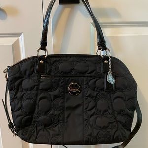 Coach black quilted nylon purse
